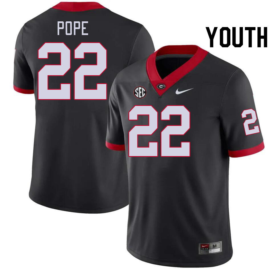 Youth #22 Jake Pope Georgia Bulldogs College Football Jerseys Stitched-Black